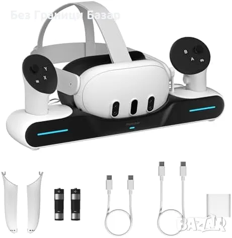 Нова Зарядна Станция за Quest 3 – Магнитно Зареждане + Батерии за игри