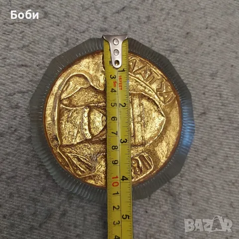 Старо Соц Рядко Стъклено Преспапие 681г. Хан Аспарух , снимка 9 - Колекции - 48908493