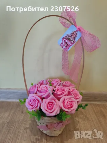 Кошница с рози, снимка 9 - Подаръци за жени - 49093412