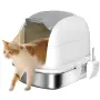 PawHut Котешка тоалетна от неръждаема стомана с капак, снимка 3
