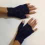 Къси ръкавици без пръсти от тъмносиня дантела 8600, снимка 2