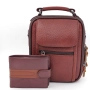 Подарък за мъж – комплект чанта и портфейл от естествена кожа в светло кафяво, снимка 1
