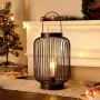 Декоративен ЛЕД фенер, Лампа с батерии 11", метална клетка, , снимка 1