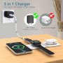 3 в 1 сгъваемо безжично зарядно, магнитна подложка-iPhone,Samsung Galaxy,Apple Watch, AirPods Pro, снимка 8
