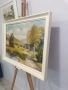 Стара маслена картина "Пейзаж с брези" – 78х59 см | Подписана, снимка 13