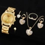 Комплект бижута с часовник - колие, гривна, пръстен и обеци, снимка 1