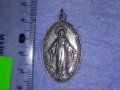СТАРИННА ПОСРЕБРЕНА РИМОКАТОЛИЧЕСКА РЯДКА НАГРЪДНА ИКОНКА ДВУСТРАННА ИТАЛИЯ 34413, снимка 10