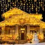 Външни коледни светлини Icicle IP65 с 400 LED, топло бяло, снимка 1