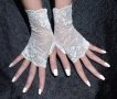 Булчински ръкавици от дантела / Сватбени ръкавици без пръсти, снимка 14