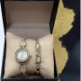 Красив комплект от дамски часовник с гривна в елегантен дизайн с камъни цирконии Gift3, снимка 1 - Други - 44533037