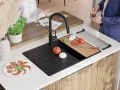 Черна кухненска мивка от гранит Копенхаген 40 Top 700х500, снимка 3