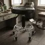 Регулируема фризьорска табуретка с опора за крака и колелца, снимка 2
