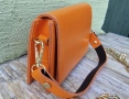 Кожена Дамска Оранжева Чанта , снимка 2