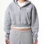 сив дамски кроп суичър (Zip Crop), снимка 1