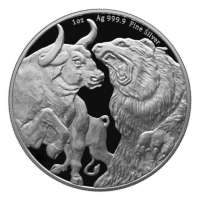 Чад 2023 - 1 OZ - 5000 франка CFA - Бик и Мечка – Сребърна монета, снимка 4 - Нумизматика и бонистика - 44751005