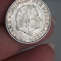 1 гулден 1956 г сребро Нидерландия

, снимка 2 - Нумизматика и бонистика - 41736738