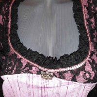 Комплект от дантела-пола и блузка в розово, снимка 4 - Рокли - 35842241