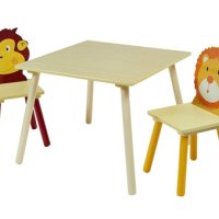 Детска Дървена Маса с 2 Столчета, Комплект - за Учене, Игра, Рисуване, Хранене - ANIMALS, снимка 1 - Мебели за детската стая - 41454985