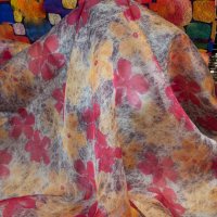 Плат дизайнерска органза естествена коприна принт цветя, снимка 9 - Поли - 34474519
