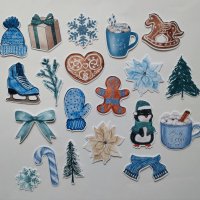 Дизайнерски скрапбук стикери Blue Christmas V066 - 20 бр /к-кт, снимка 1 - Други - 42105737