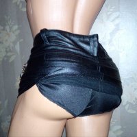Moxuanqi -S-Ултра къса секси кожена поличка с вградени боксерки, снимка 3 - Поли - 35817042