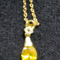 Колие с жълт цитрин форма сълза, снимка 5 - Колиета, медальони, синджири - 33292493