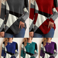 Дамска преходна блуза с геометричен модел, 5цвята , снимка 1 - Блузи с дълъг ръкав и пуловери - 44559855