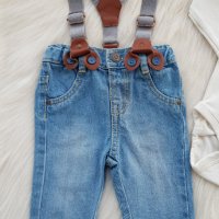 Боди риза H&M и дънки за бебе 0-3 месеца, снимка 3 - Комплекти за бебе - 42200986