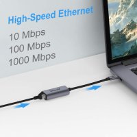 QGeeM USB C към Ethernet адаптер, Gigabit Ethernet , Thunderbolt 3 към RJ45 LAN , снимка 4 - Мрежови адаптери - 41608300