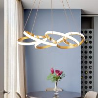 Лампа за трапезария LED висулка Дизайн на димируем пръстен Лампа за маса за хранене Модерен полилей , снимка 2 - Лампи за таван - 41249167