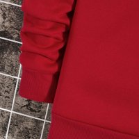 Унисекс Мека Ватирана Блуза в Ярко Червен Цвят с Уникална Щампа / Готин Дизайн, снимка 4 - Блузи - 39564294