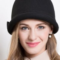 Елегантна дамска черна зимна шапка, ретро стил, 100% вълна, федора, снимка 3 - Шапки - 39551365