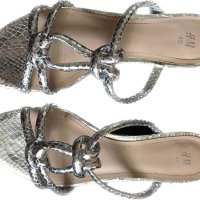 Змийски Сандали Silver № 40, снимка 1 - Дамски елегантни обувки - 29781893