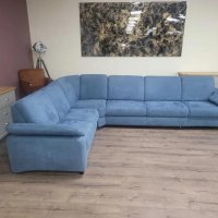 Син ъглов диван от плат с фунция сън MM-ZE1059, снимка 3 - Дивани и мека мебел - 44216139