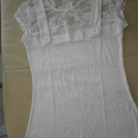 Дамска бяла тениска  с дантела Lily Doll, размер S, снимка 5 - Тениски - 41067819