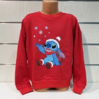 Нова коледна детска ватирана блуза с дълъг ръкав Стич (Stitch) в червен цвят, снимка 8 - Детски Блузи и туники - 38996217