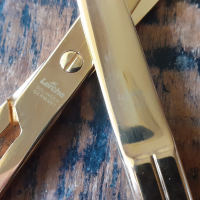 нож и ножица комплект Лерхе Lerche Солинген Solingen с 24 карата златно покритие и китайски лак,, снимка 4 - Антикварни и старинни предмети - 36132439
