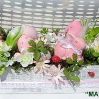 Великденска украса за маса в розово, снимка 1 - Декорация за дома - 36057569