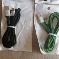 Качествен кабел с оплетка USB към TIPE-C дължина 1.5 м цвят черен или зелен, снимка 4 - USB кабели - 36229464