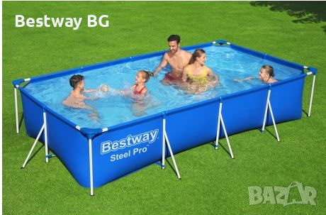 	Басейн  правоъгълен сглобяем с метална конструкция Bestway 400х211х81см, снимка 1