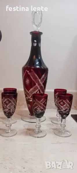 Кристален сервиз за алкохол, снимка 1