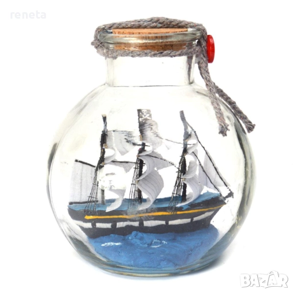Кораб в бутилка, Стъклен, 12х9 см, снимка 1