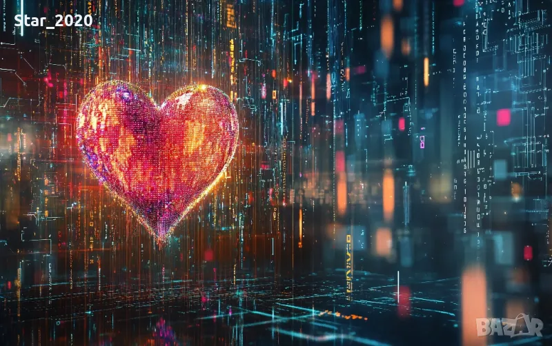 Светеща картина с LED осветление - сърце, снимка 1