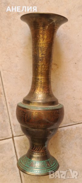 Ваза гравирана месинг, снимка 1