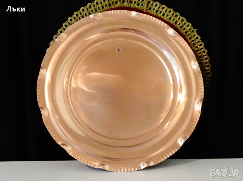 Медно плато,меден поднос 32 см.,чиста червена мед., снимка 1