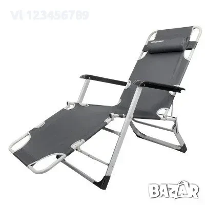 Сгъваем Усилен Шезлонг с подлакътник и възглавница, снимка 1