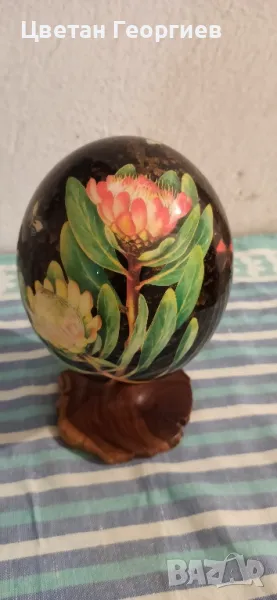 ръчно декорирано щраусово яйце, снимка 1