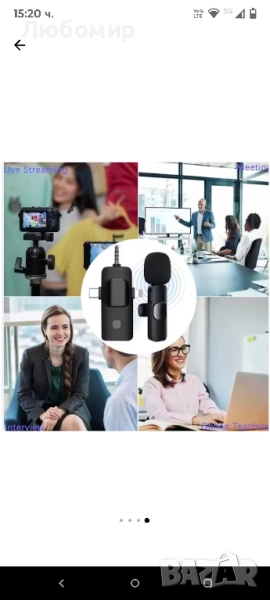 3 в 1 безжичен лавалиер микрофон с приемник. Комплект от 2 микрофона, 3.5 мм кръгъл, снимка 1