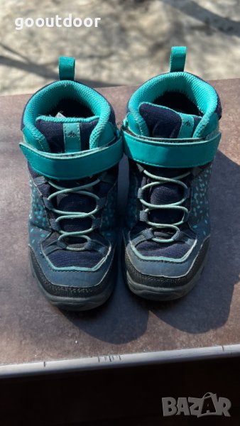 Детски непромокаеми туристически обувки за преходи Quechua mid, №29 тюркоаз, снимка 1