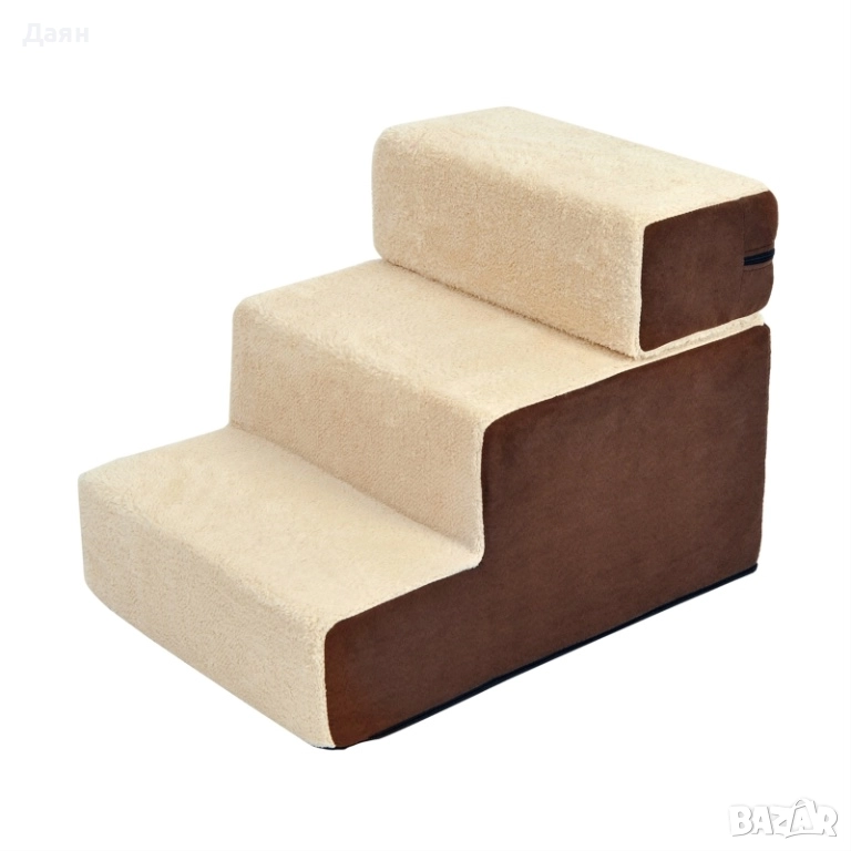 Стълба за куче PawHut, 3 стъпала, плюш , снимка 1